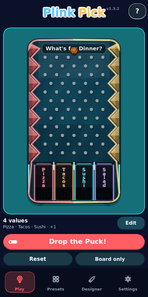 Play screen with Drop button